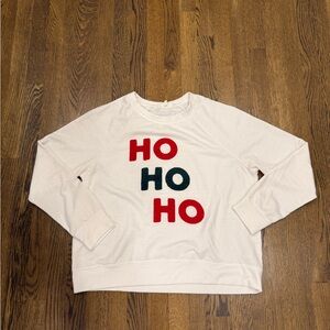 Workshop Republic Clothing White Sweatshirt with Red & Green "HO HO HO"